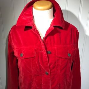 The territory ahead red velvet jean jacket small